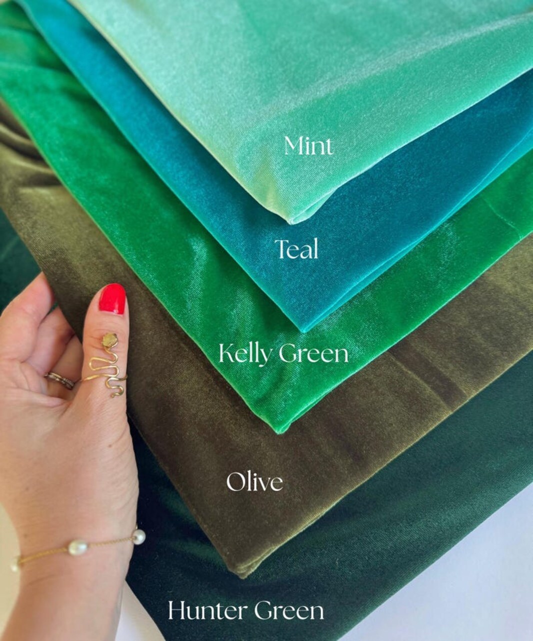 Green Stretchy Stretch Velvet Fabric by the Yard, 58" Wide Plush Velvet 4-Way Stretch